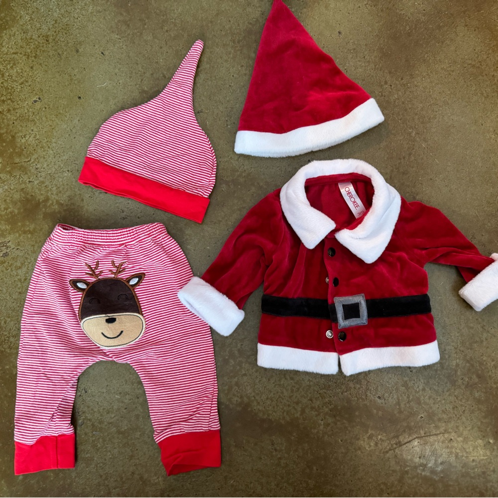 3 month - Festive Red Santa Christmas Reindeer Costume Set for Baby